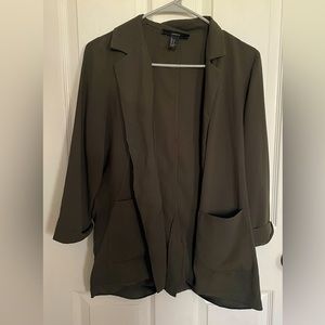 Forever 21 dark olive green open front blazer size small